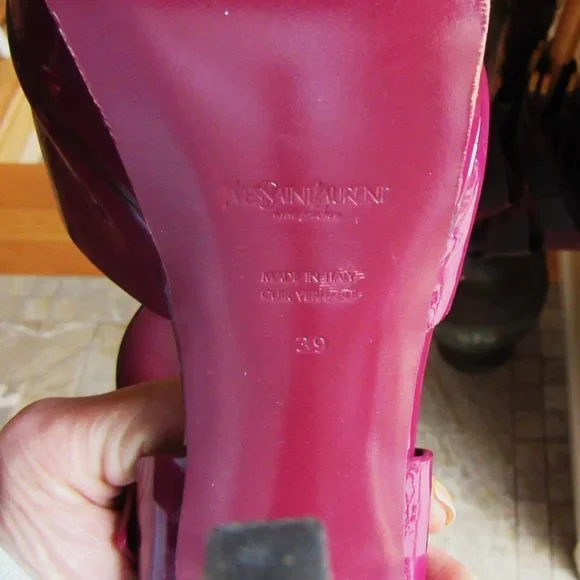 Yves Saint Laurent Rive Gauche Patent Leather Slingback Shoes in Plum 8 1/2M - Picture 9 of 9